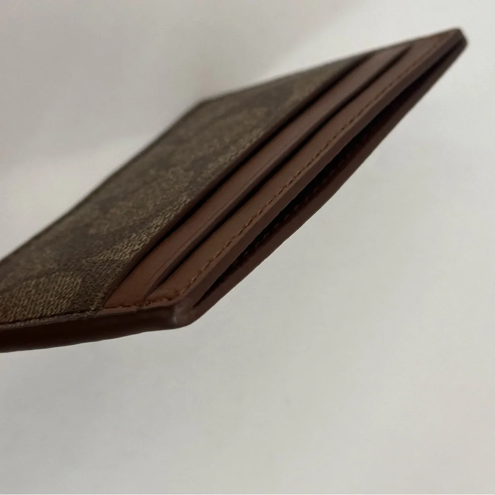 Coach Signature Brown and Tan Card Holder - Picture 4 of 11